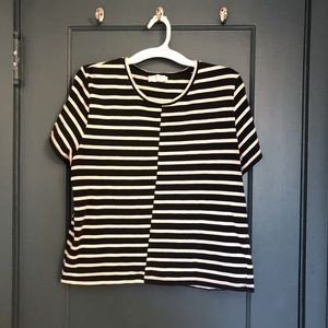 Navy/cream stripe boxy crop from Everlane, size XL